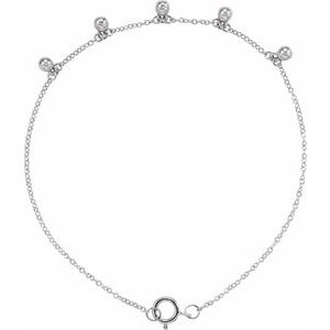 14K White Beaded 5-Station 7" Bracelet