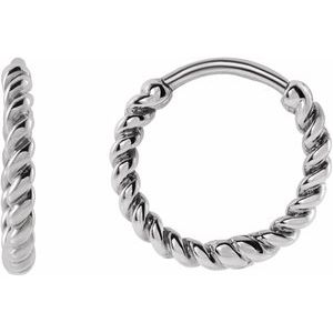14K White Rope 11 mm Hoop Earrings