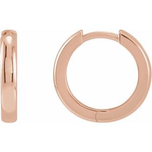 14K Rose 15 mm Hinged Hoop Earrings