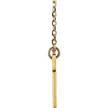 14K White Engravable Sideways Cross 16-18" Necklace