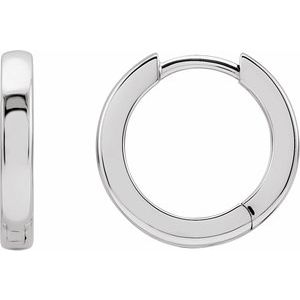 14K White Hinged 14 mm Hoop Earrings