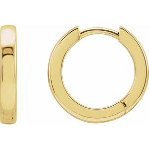 14K Yellow Hinged 14 mm Hoop Earrings