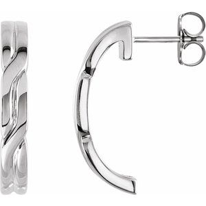 14K White J-Hoop Earrings